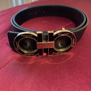 Salvatore Ferragamo Black Leather Belt